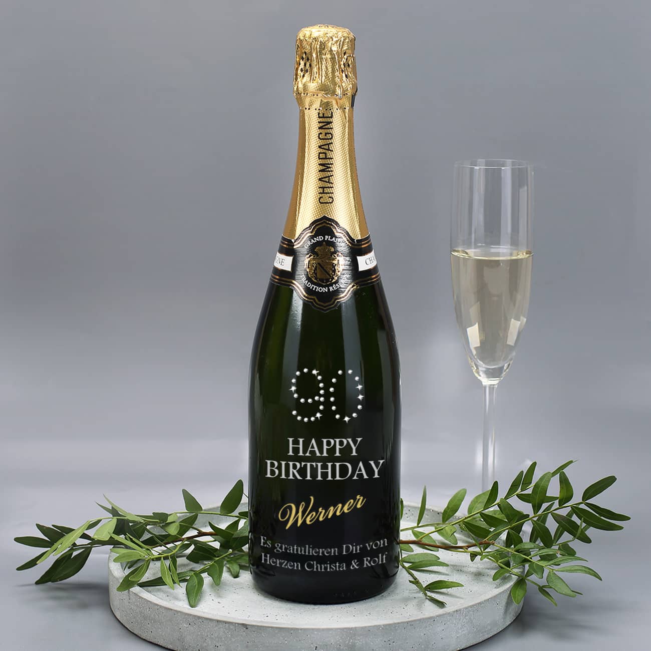 Champagner zum 90. Geburtstag mit SWAROVSKI Kristallen
