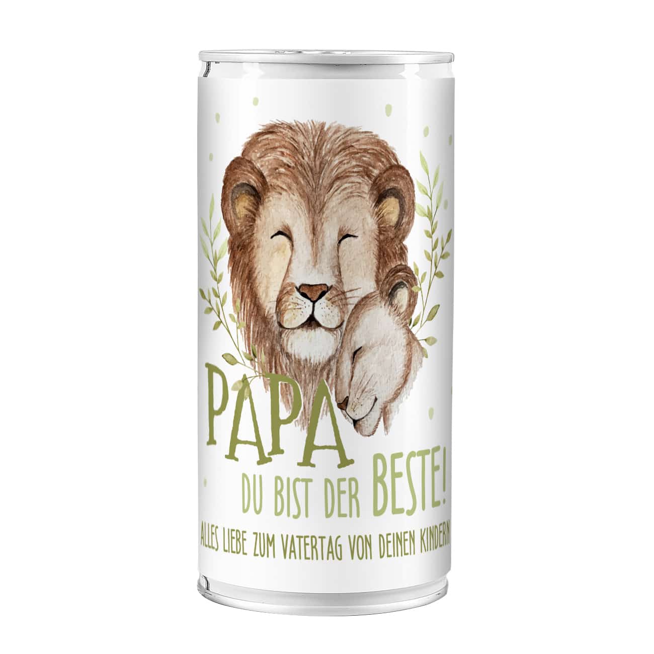 Bierdose mit Löwen Motiv und Text nach Wunsch