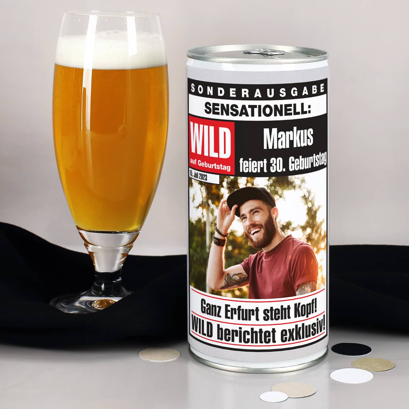 Große 1 Liter Bierdose - WILD auf Geburtstag