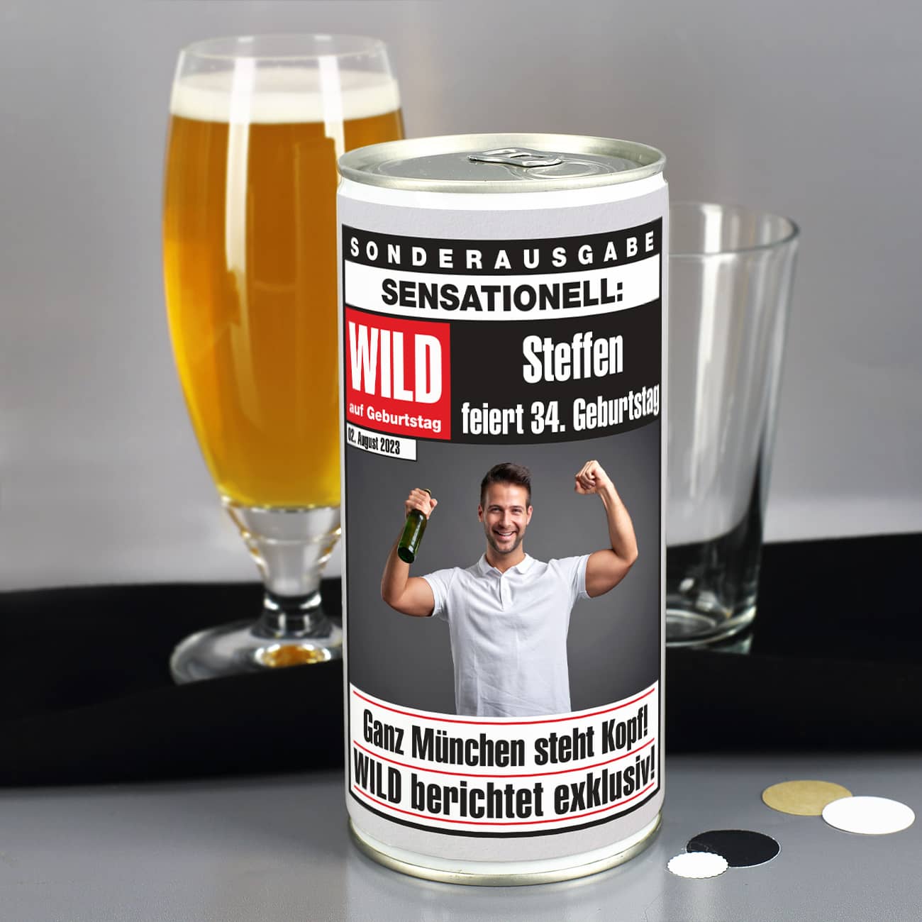 Individuelle Bierdose als Geburtstagsgeschenk