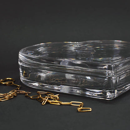 Flache Glasdose für Schmuck