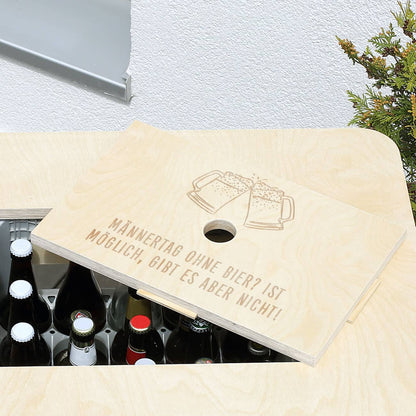 Bierkasten-Aufsatz mit hochwertig gravierter Tischplatte