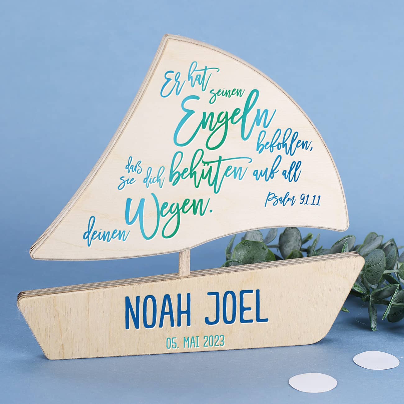 Holzboot als Taufgeschenk, Andenken zur Kommunion oder Konfirmation