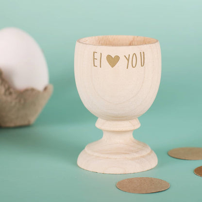 Eierbecher aus Holz Ei love you