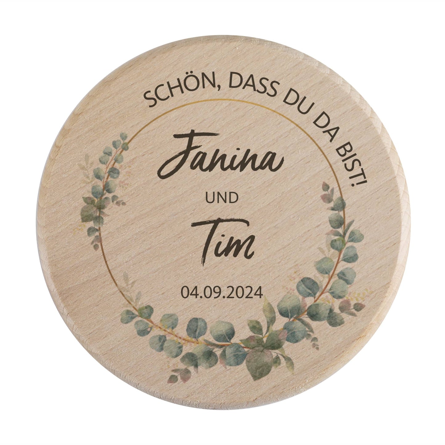 Mit Namen und Datum bedruckt