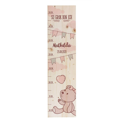 Messlatte für Mädchen mit rosa Bärchen Motiv