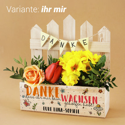 Pflanzkiste mit Zaun als Dankeschön für Erzieherinnen & Lehrer | Geschenkekorb