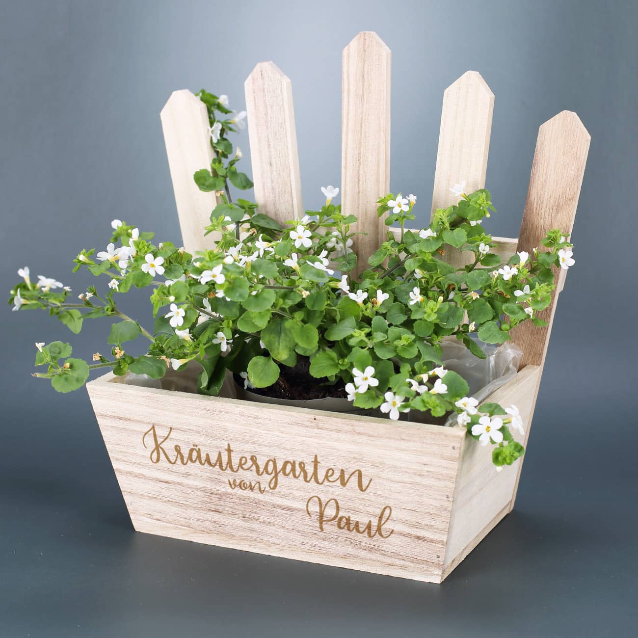 Kräutergarten von - Pflanzkiste mit Wunschname graviert
