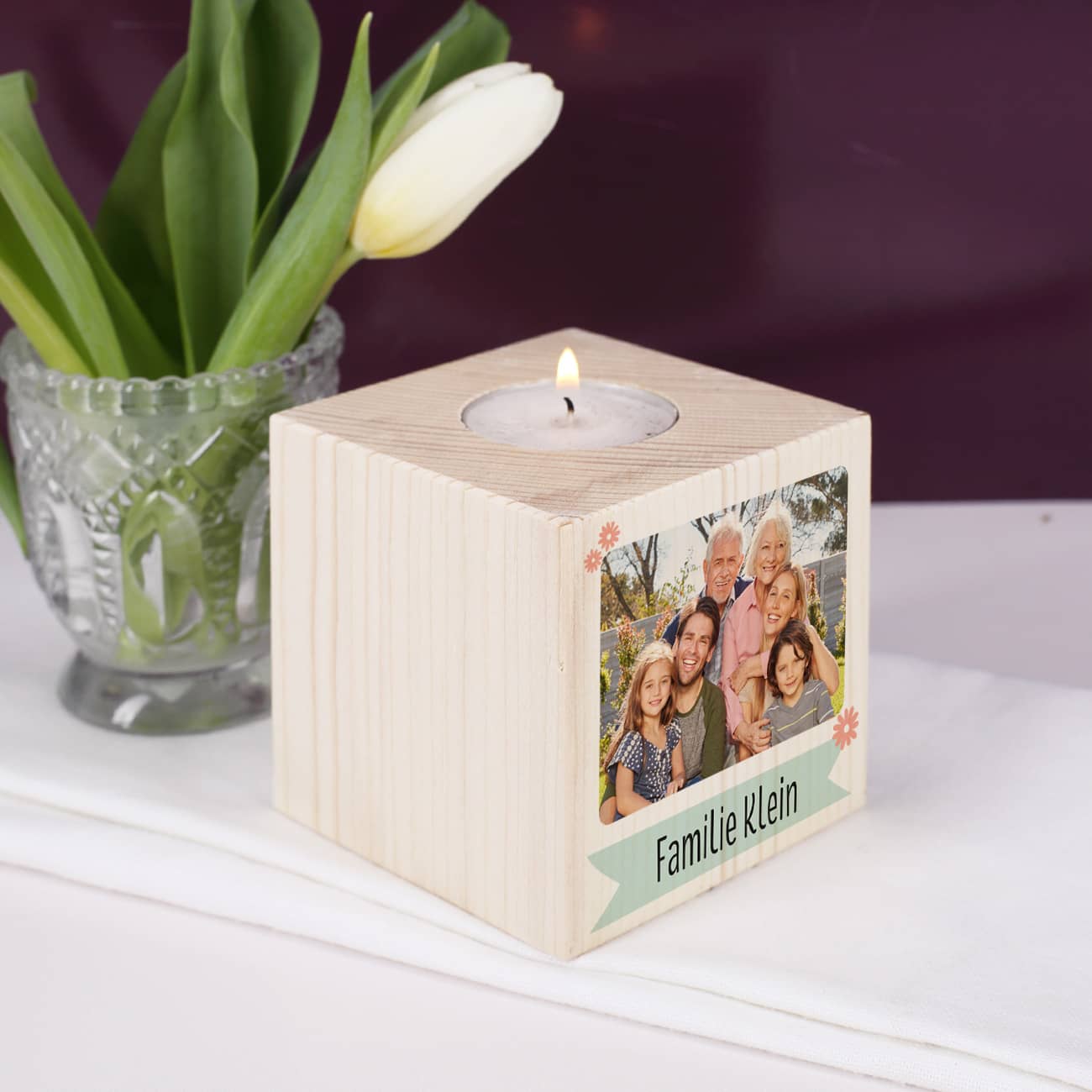 Fototeelicht mit Familienfotos