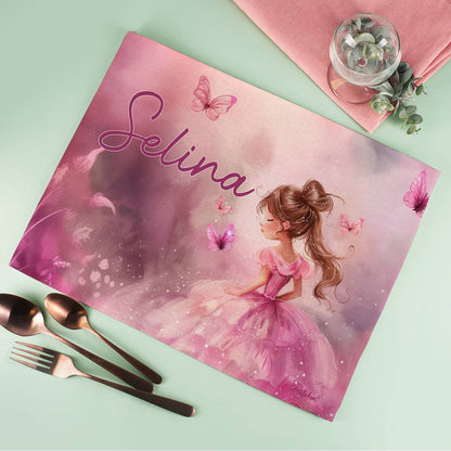 Platzdeckchen aus Stoff mit Prinzessin und Namensaufdruck