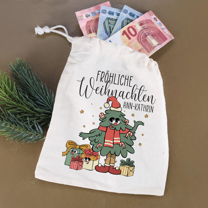 Kleiner Weihnachts Geschenksack mit Name Ann-Kathrin und Geldscheinen