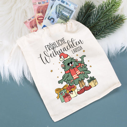 Kleiner Geschenksack mit Name Larissa als Geschenkverpackung für Geld zu Weihnachten
