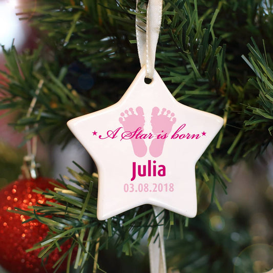 Bedruckter Keramikstern - A Star is born - mit Wunschname und -datum