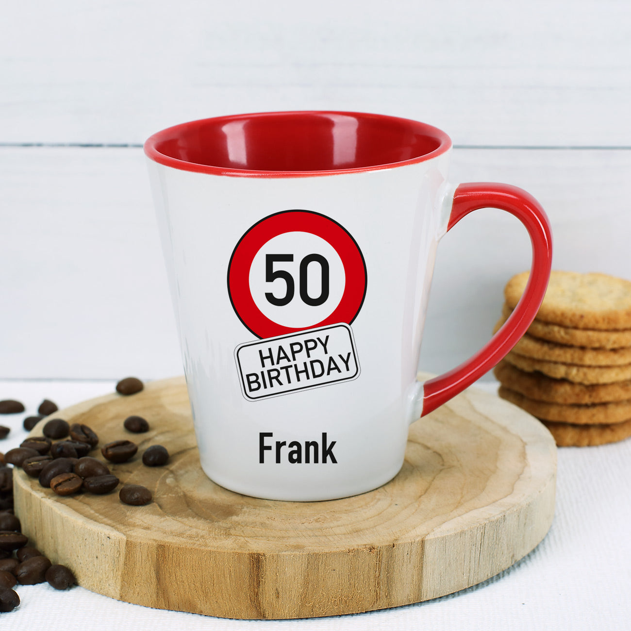 Tasse zum Geburtstag mit Verkehrszeichen, Wunschname & Alter