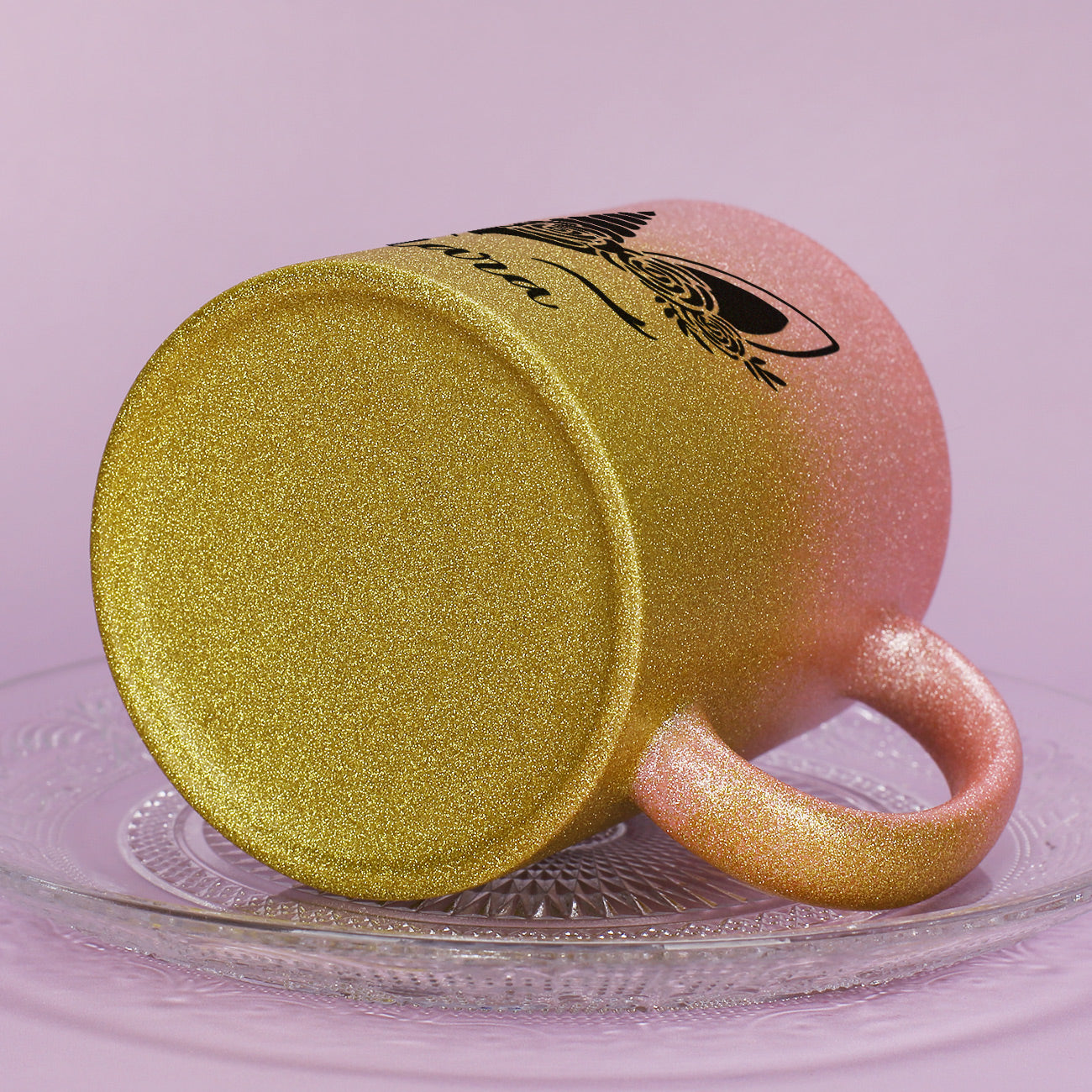 Pink-Gold Glitzertasse