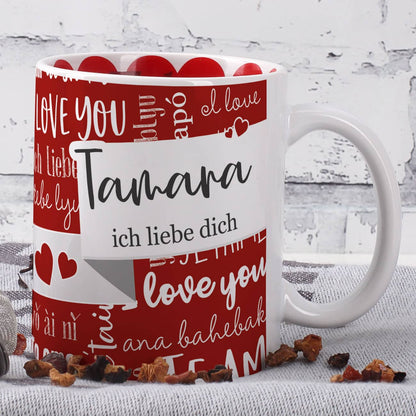 Ich liebe dich - Tasse zum Valentinstag mit Ihrem Wunschnamen