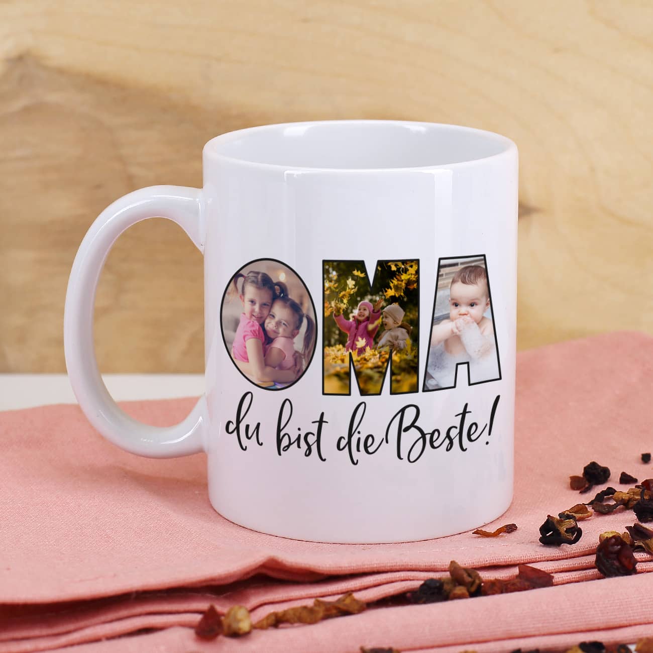 Fototasse mit 3 Wunschfotos bedruckt