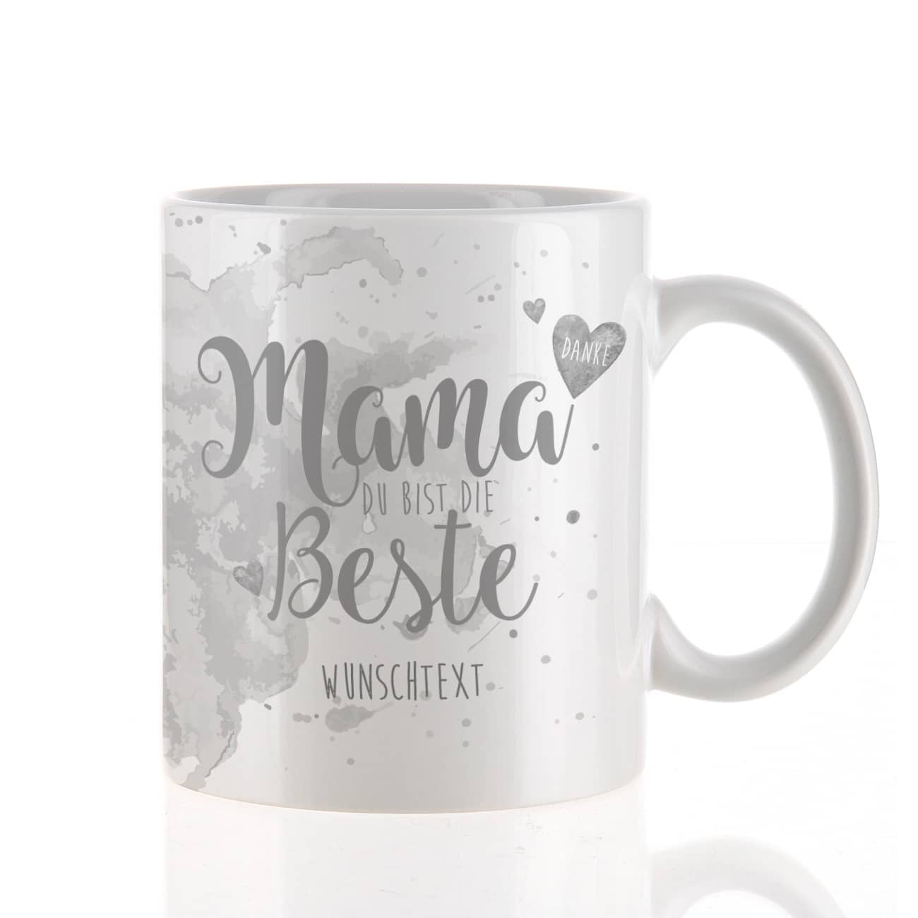 Tasse "Mama Du bist die Beste" in grau mit Wunschtext
