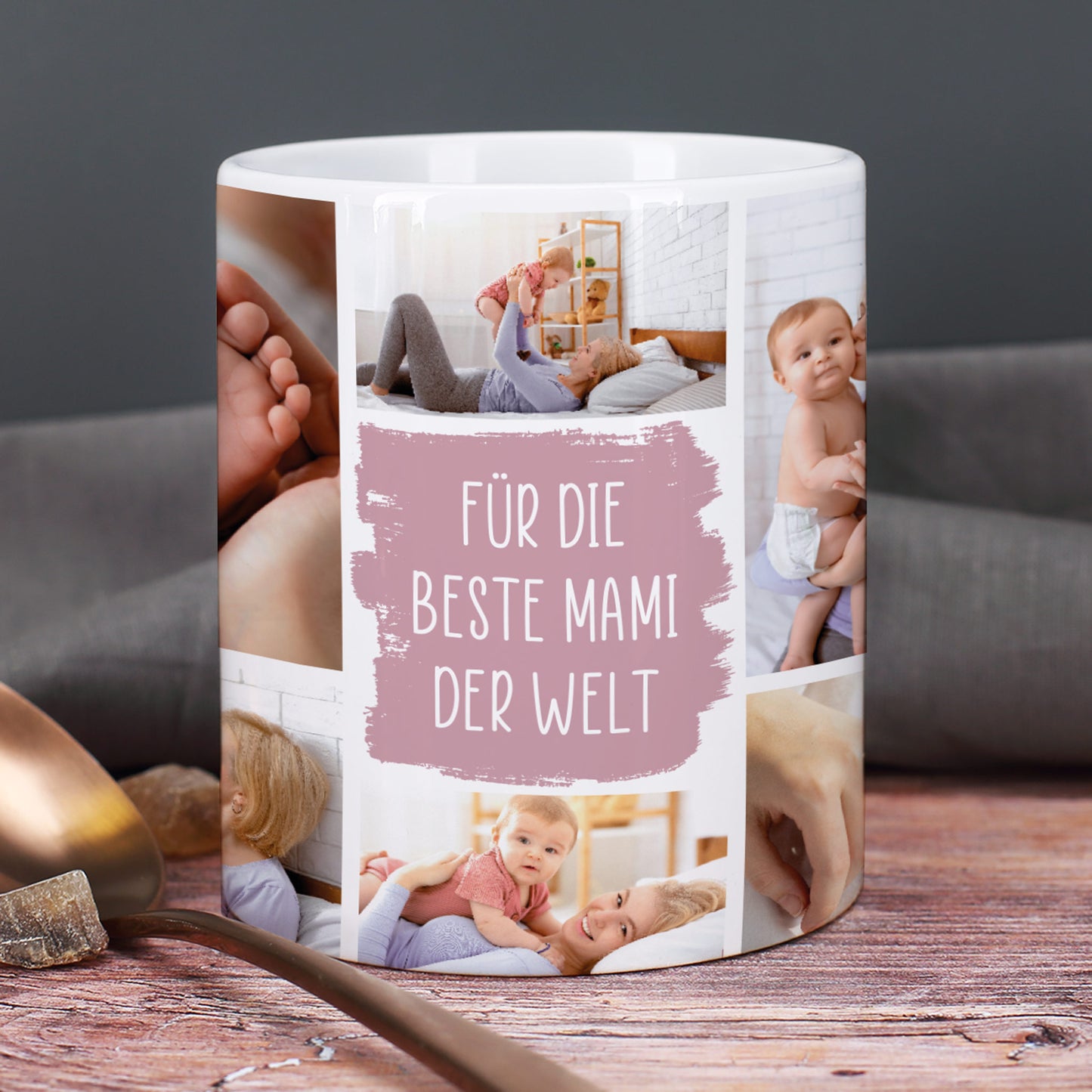 Fototasse mit 10 Fotos und eigener Text