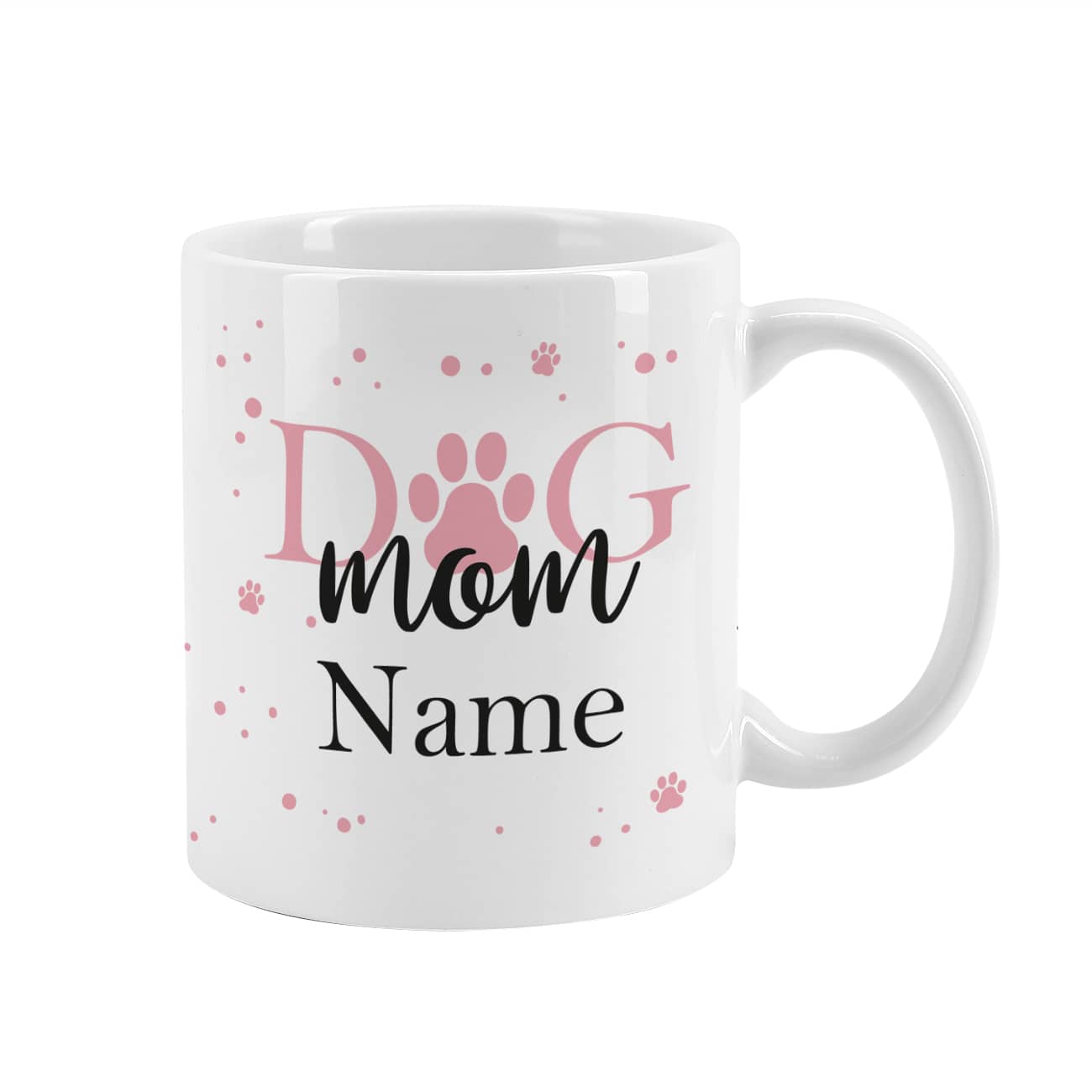 Keramiktasse Dog Mom mit Wunschname und Pfotenabdrücken