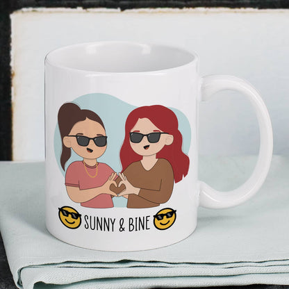 Beste Freundinnen Tasse mit auswählbaren Figuren und Sprüchen