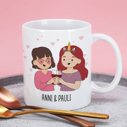 Beste Freundinnen Tasse mit auswählbaren Figuren und Sprüchen