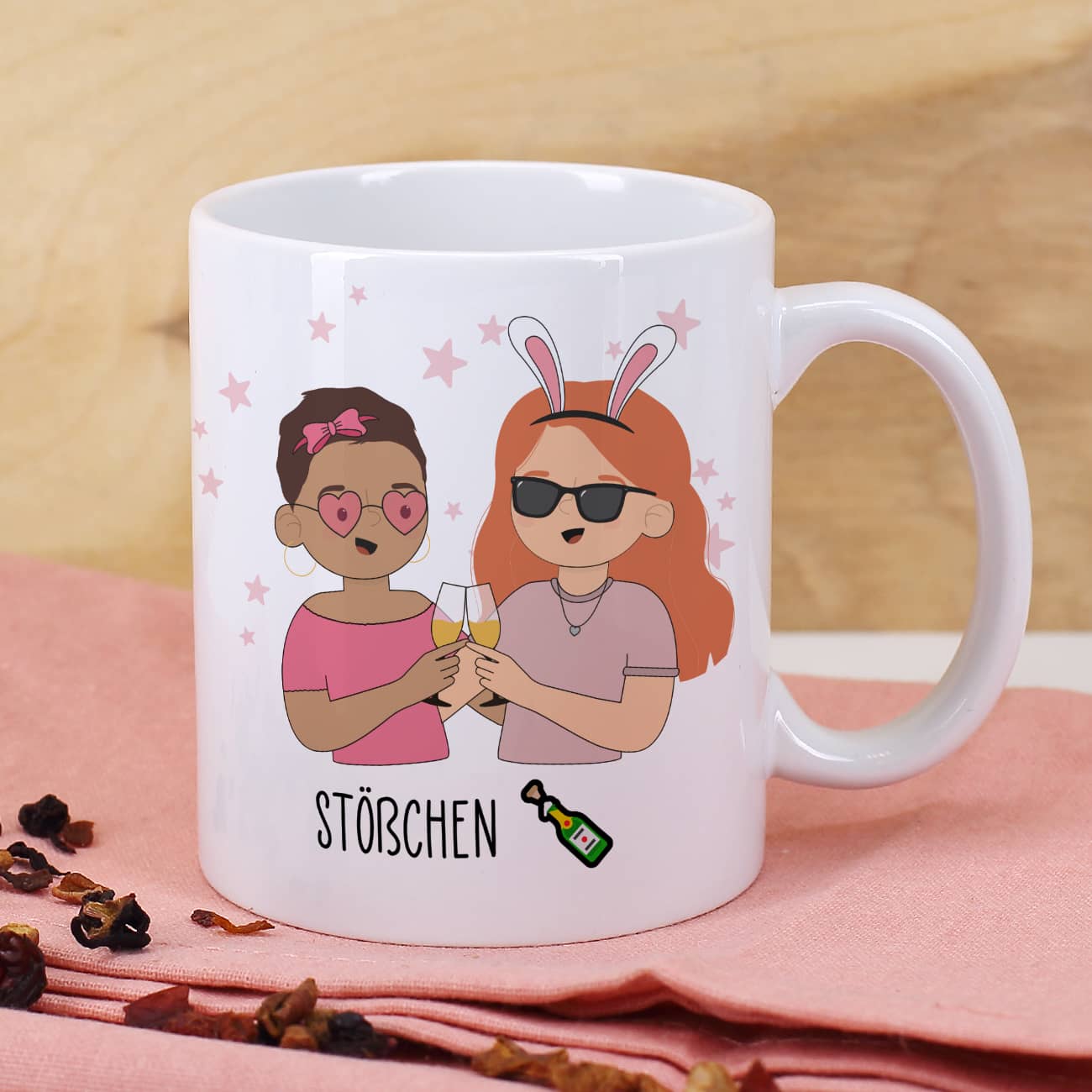 Beste Freundinnen Tasse mit auswählbaren Figuren und Sprüchen