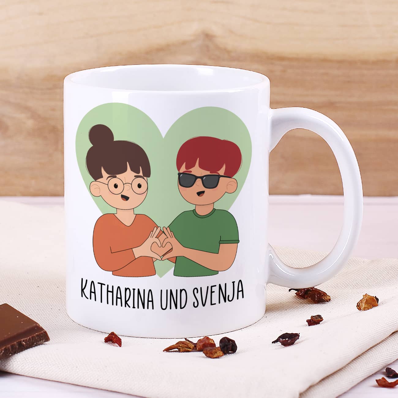 Beste Freundinnen Tasse mit auswählbaren Figuren und Sprüchen