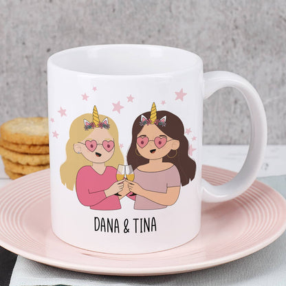 Beste Freundinnen Tasse mit auswählbaren Figuren und Sprüchen