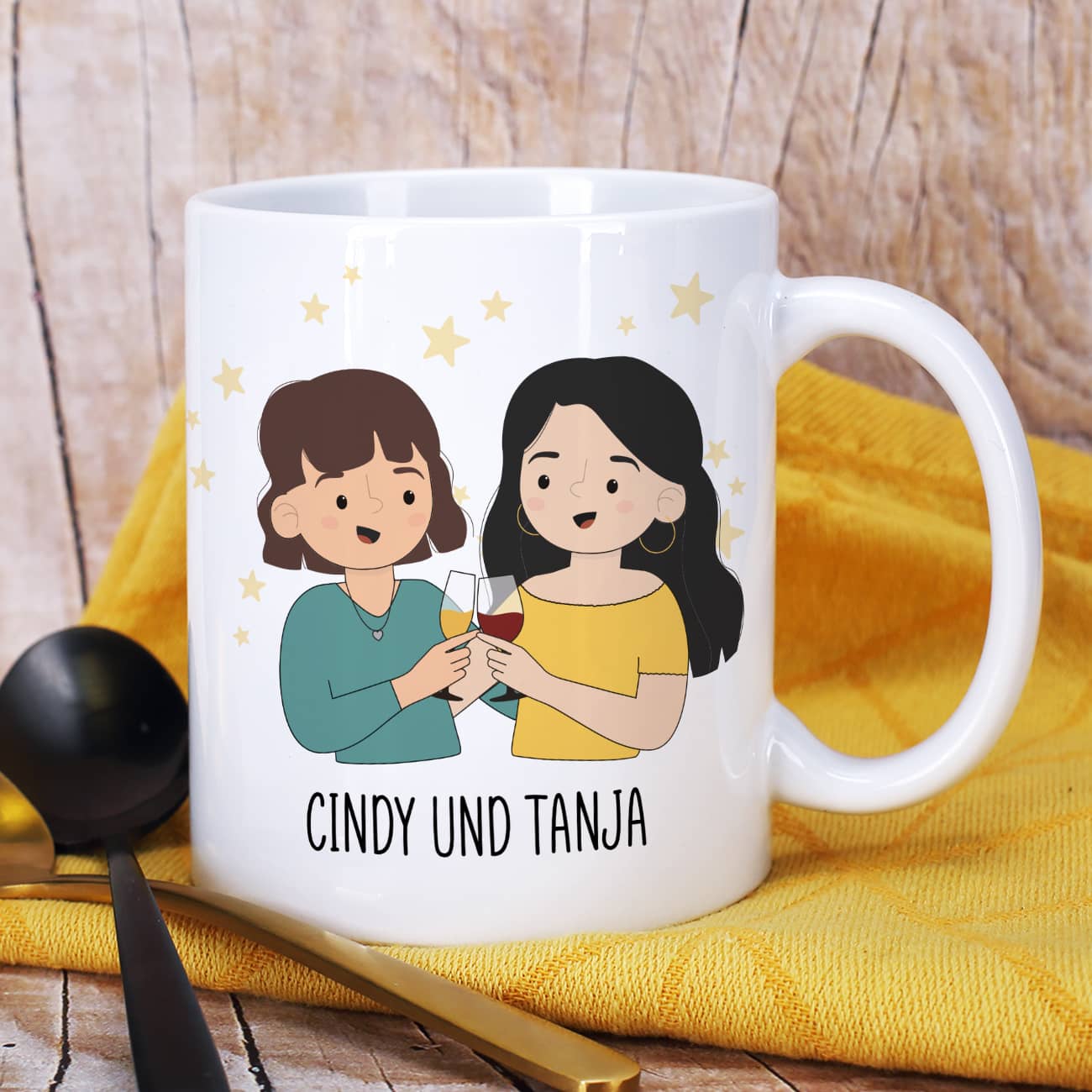 Beste Freundinnen Tasse mit auswählbaren Figuren und Sprüchen