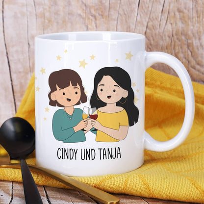 Beste Freundinnen Tasse mit auswählbaren Figuren und Sprüchen