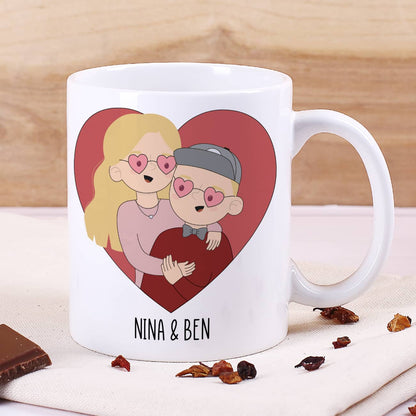 Pärchen Tasse mit auswählbaren Figuren zum Valentinstag