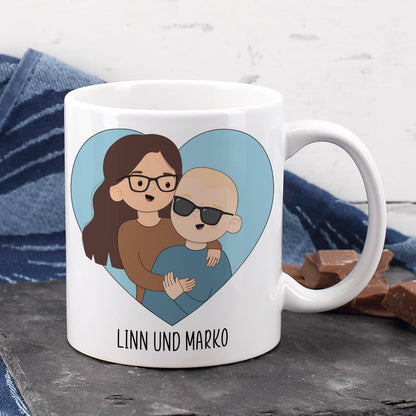 Tasse zum Valentinstag mit auswählbaren Figuren
