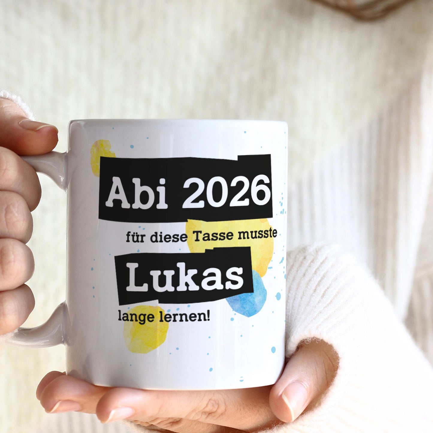 Für diese Tasse musste ich lange lernen - Tasse mit Name zum Abitur 2026