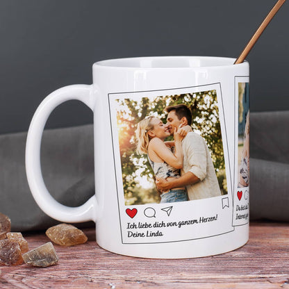 Tasse als Fotogeschenk mit Text personalisiert