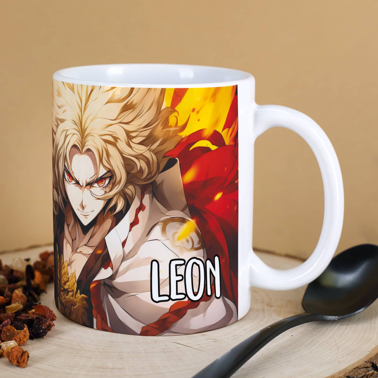 Neue Lieblingstage für Anime-Fans - Tasse mit Feuerkrieger und Name