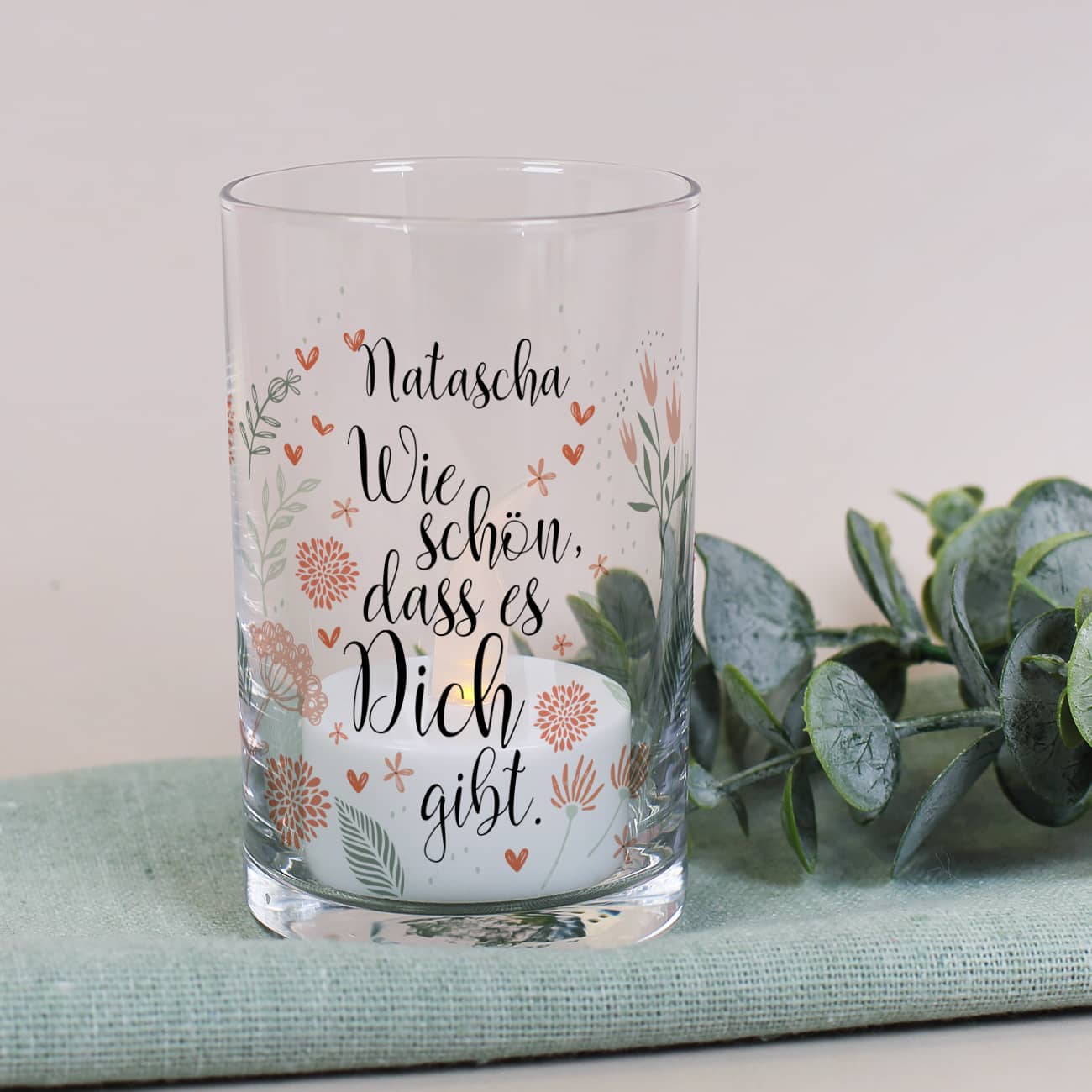 Personalisiertes kleines Windlicht als Dankeschön