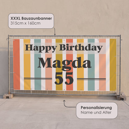 Produktinfo zum XXXL Bauzaunbanner 315 x 160 cm mit Personalisierung Name und Alter