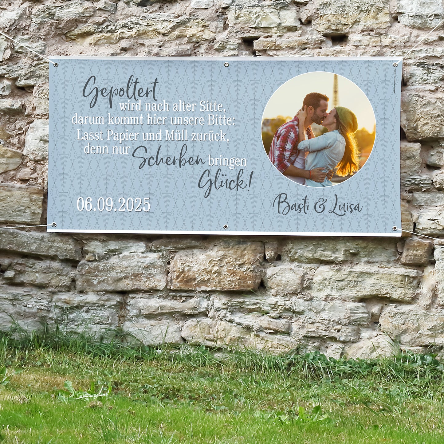 Modernes XXL Banner zum Polterabend mit Foto