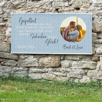 Modernes XXL Banner zum Polterabend mit Foto