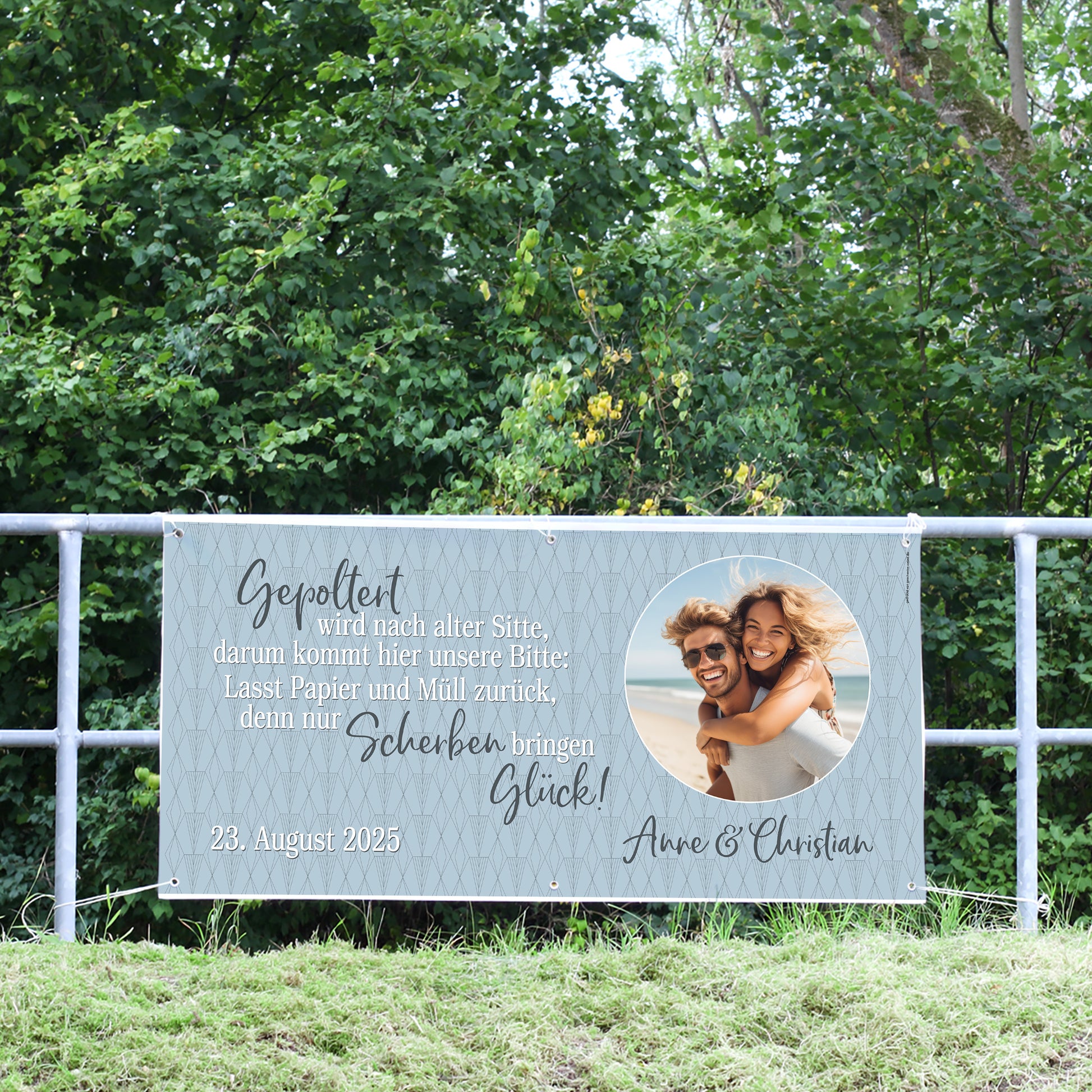 Großes Banner zum Polterabend mit Foto