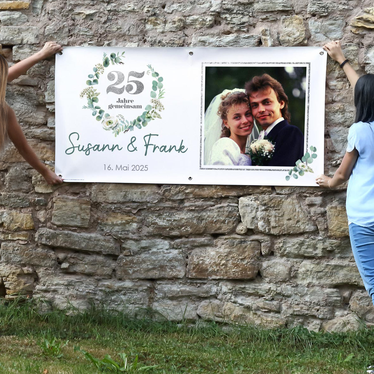 XXL Banner Silberne Hochzeit mit Foto