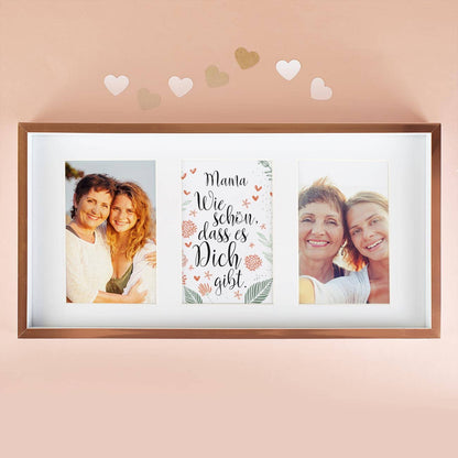 Bilderrahmen mit personalisiertem Poster mit 2 Fotos und Text nach Wunsch