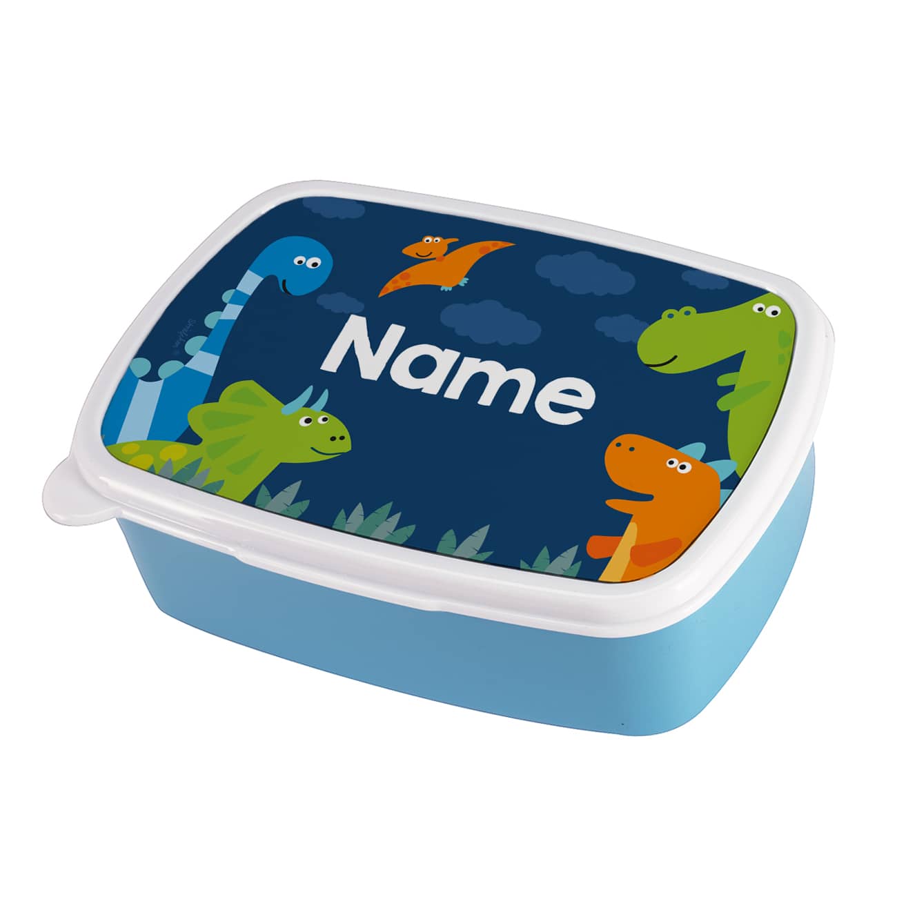 Brotdose mit Name personalisiert und süßem Dino Motiv