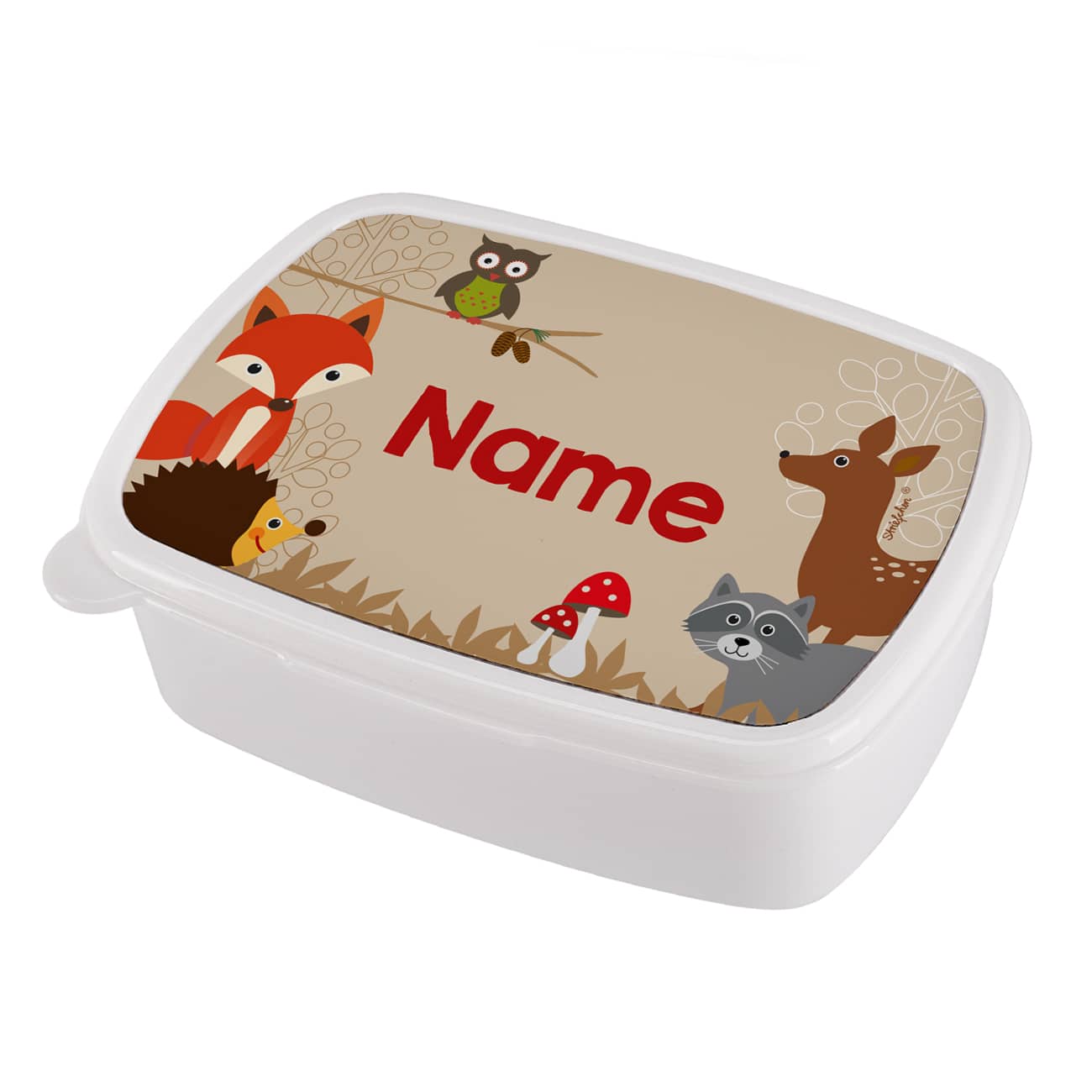 Brotdose mit Name personalisiert und süßem Waldtiere Motiv