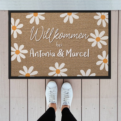 Fußmatte mit Blumen-Motiv & Namen bedruckt