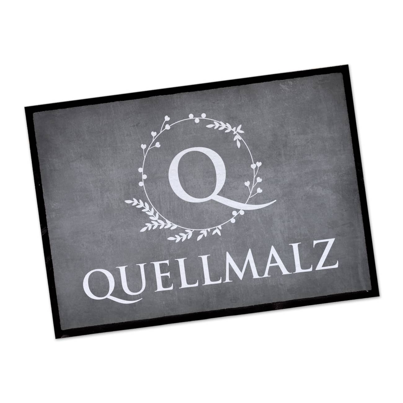 Persönliche Fußmatte mit Initiale & Name in grau