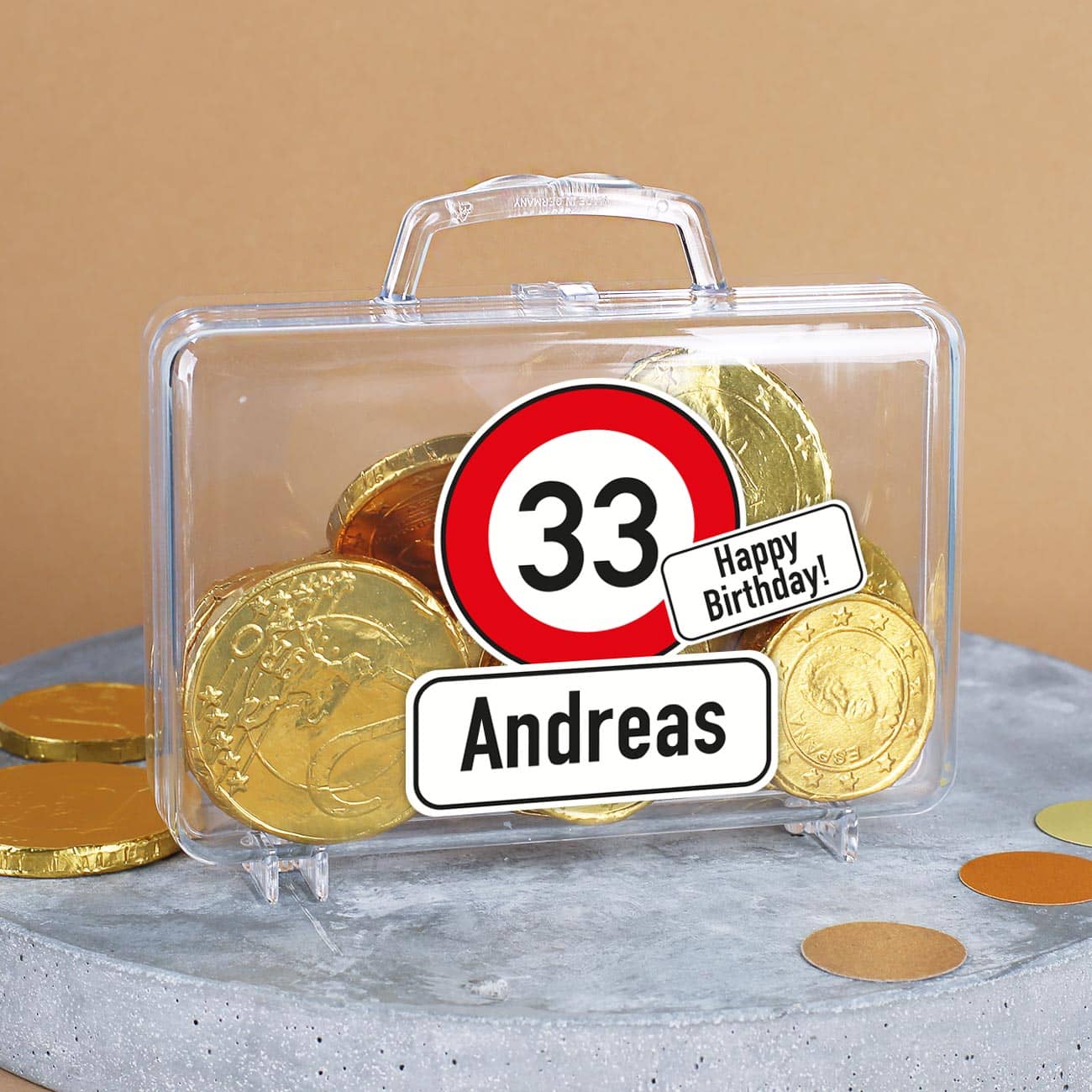 Kleiner Geldkoffer Achtung Alter mit Name