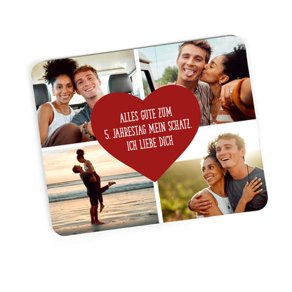Hochwertig gestaltetes Mousepad mit vier Fotos und Ihrem Wunschtext