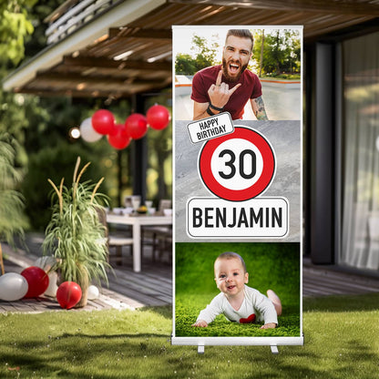 Großer Aufsteller zum Geburtstag mit Verkehrszeichen